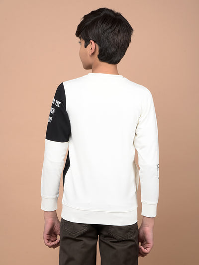 White Graphic Print Sweatshirt-Boys Sweatshirts-Crimsoune Club