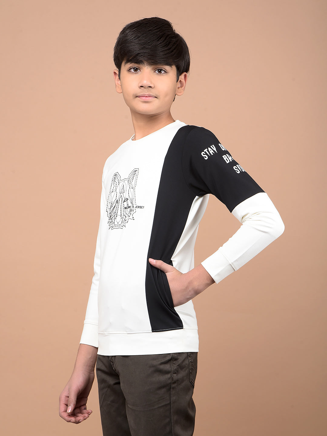 White Graphic Print Sweatshirt-Boys Sweatshirts-Crimsoune Club