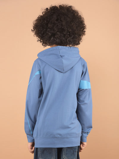 Blue Graphic Print Hooded Sweatshirt-Boy Sweatshirts-Crimsoune Club