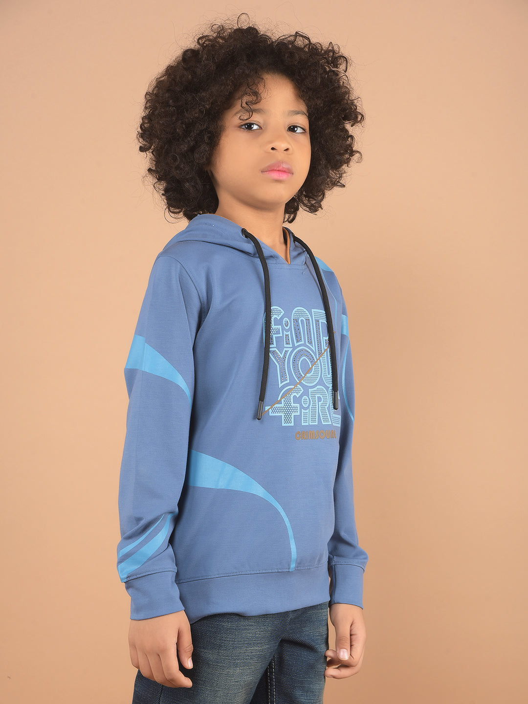 Blue Graphic Print Hooded Sweatshirt-Boy Sweatshirts-Crimsoune Club