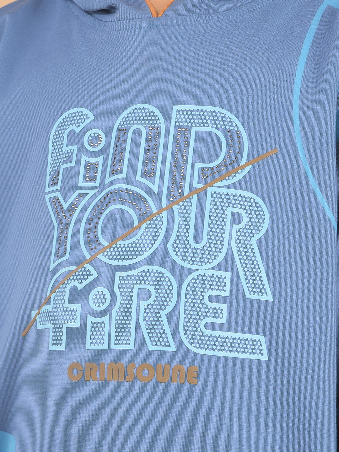 Blue Graphic Print Hooded Sweatshirt-Boy Sweatshirts-Crimsoune Club