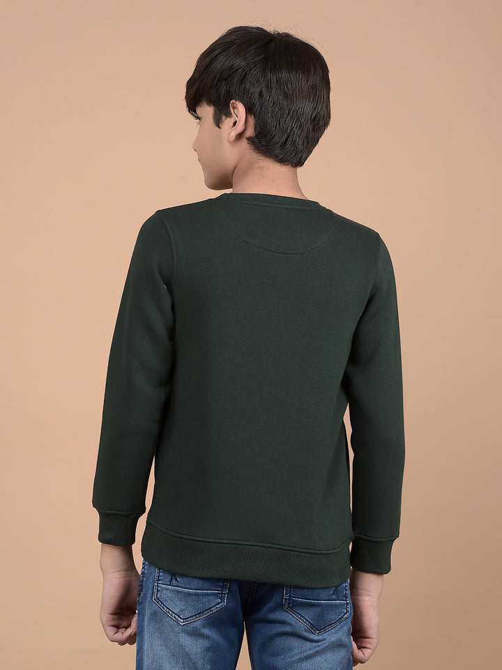 Green Typographic Print Sweatshirt-Boys Sweatshirts-Crimsoune Club