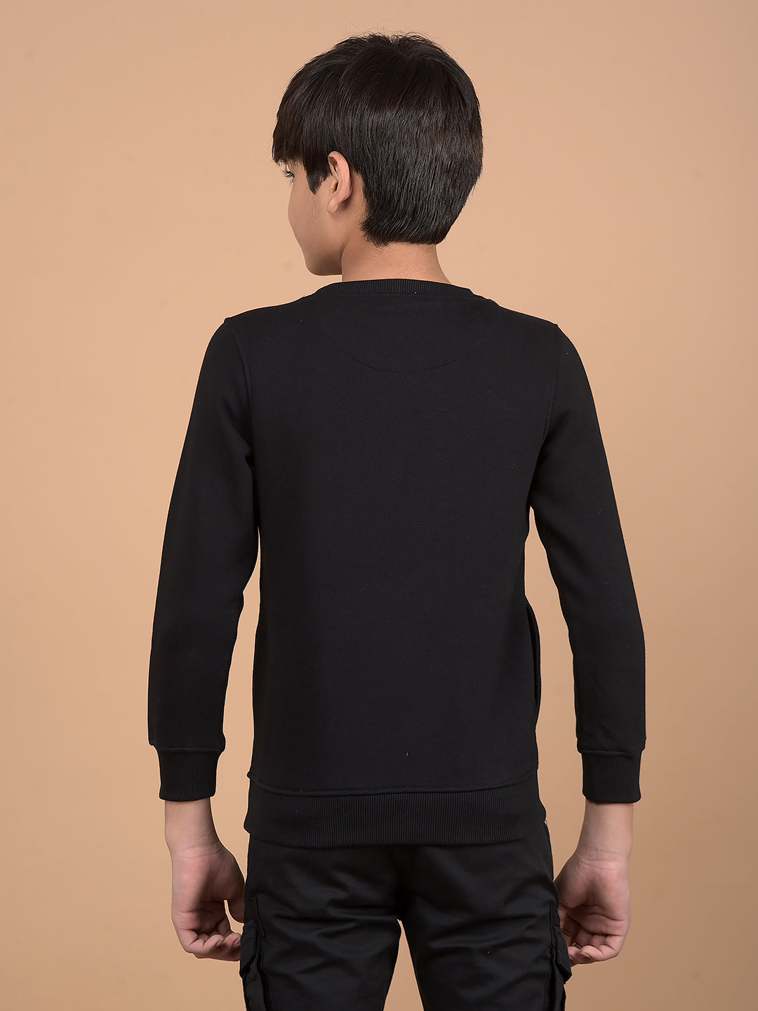 Black Typographic Print Sweatshirt-Boys Sweatshirts-Crimsoune Club