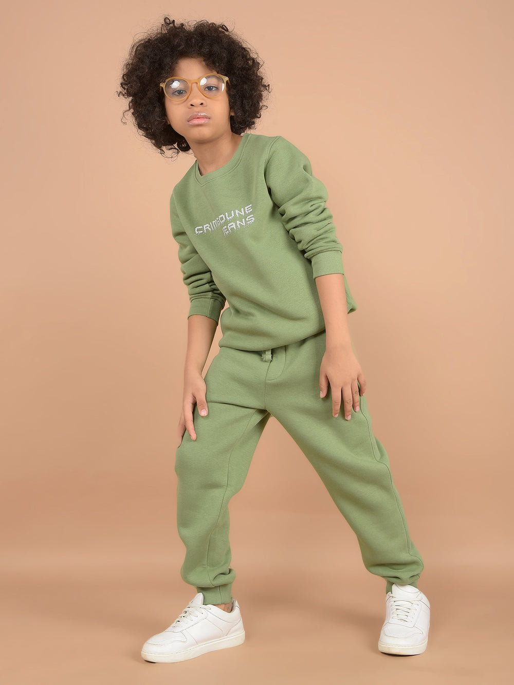 Green Typographic Print Sweatshirt-Boys Sweatshirts-Crimsoune Club