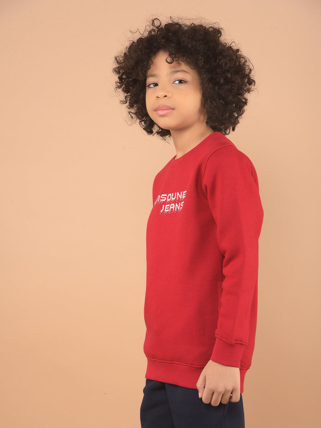 Red Typographic Print Sweatshirt-Boy Sweatshirts-Crimsoune Club