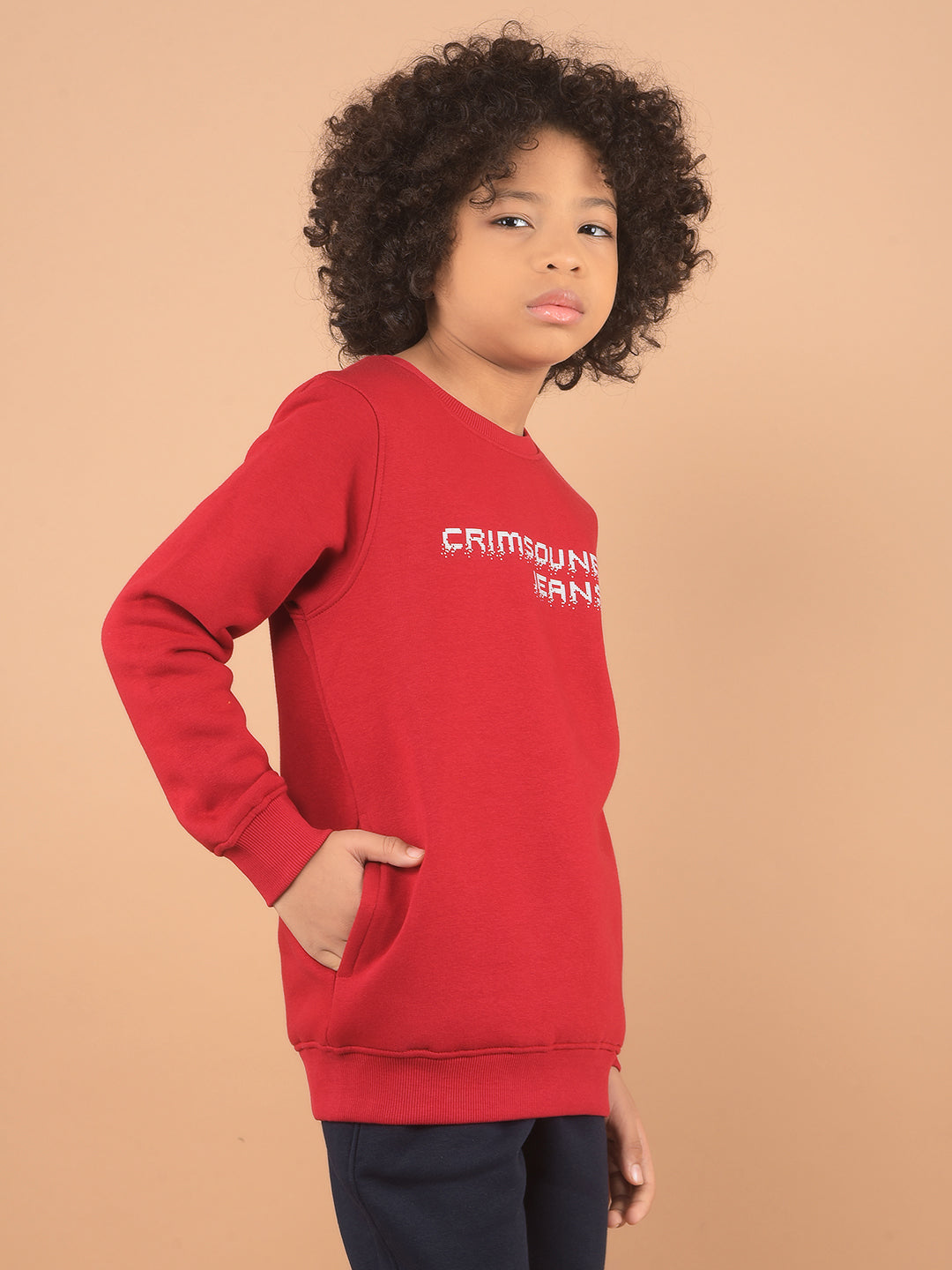 Red Typographic Print Sweatshirt-Boy Sweatshirts-Crimsoune Club