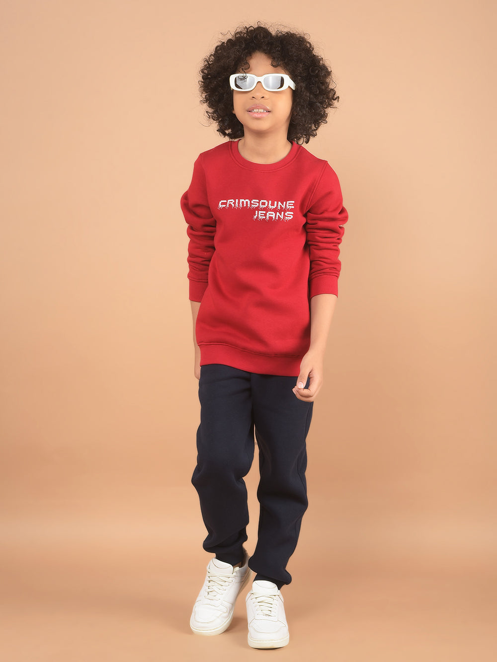 Red Typographic Print Sweatshirt-Boy Sweatshirts-Crimsoune Club