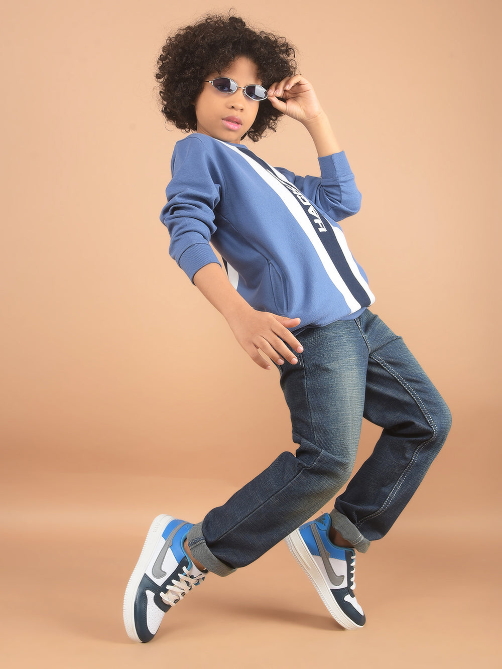 Blue Typographic Print Sweatshirt-Boy Sweatshirts-Crimsoune Club