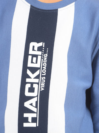 Blue Typographic Print Sweatshirt-Boy Sweatshirts-Crimsoune Club