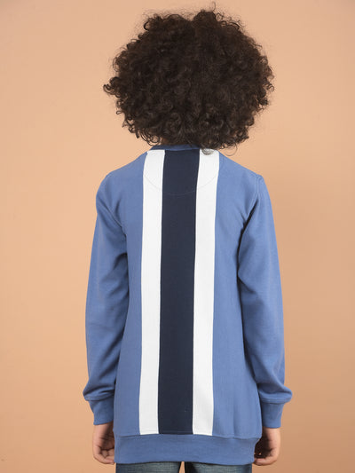 Blue Typographic Print Sweatshirt-Boy Sweatshirts-Crimsoune Club