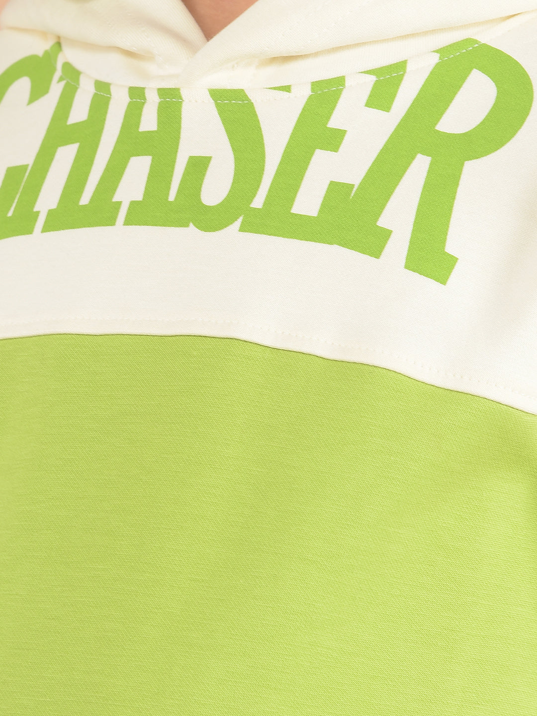 Green Color-Block Hooded Neck Sweatshirt-Boys Sweatshirts-Crimsoune Club