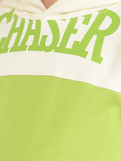Green Color-Block Hooded Neck Sweatshirt-Boys Sweatshirts-Crimsoune Club