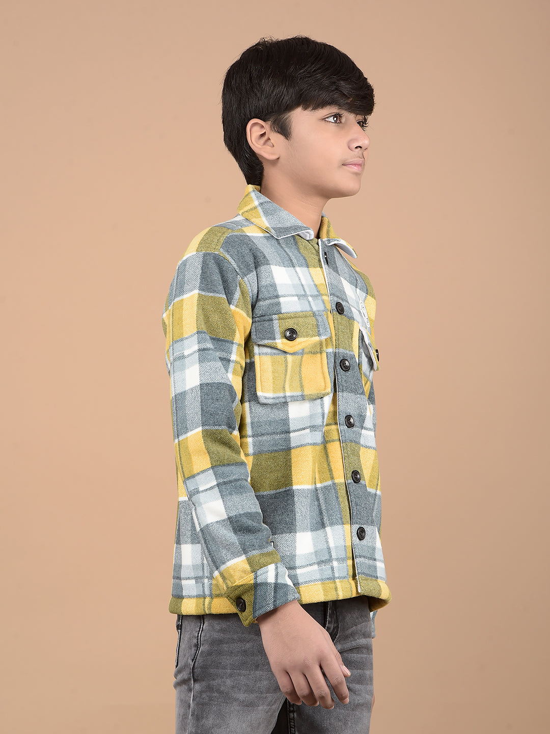 Mustard Checked Shacket-Boys Shackets-Crimsoune Club