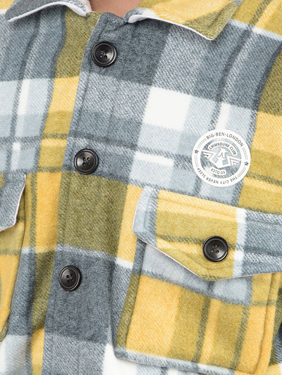 Mustard Checked Shacket-Boys Shackets-Crimsoune Club