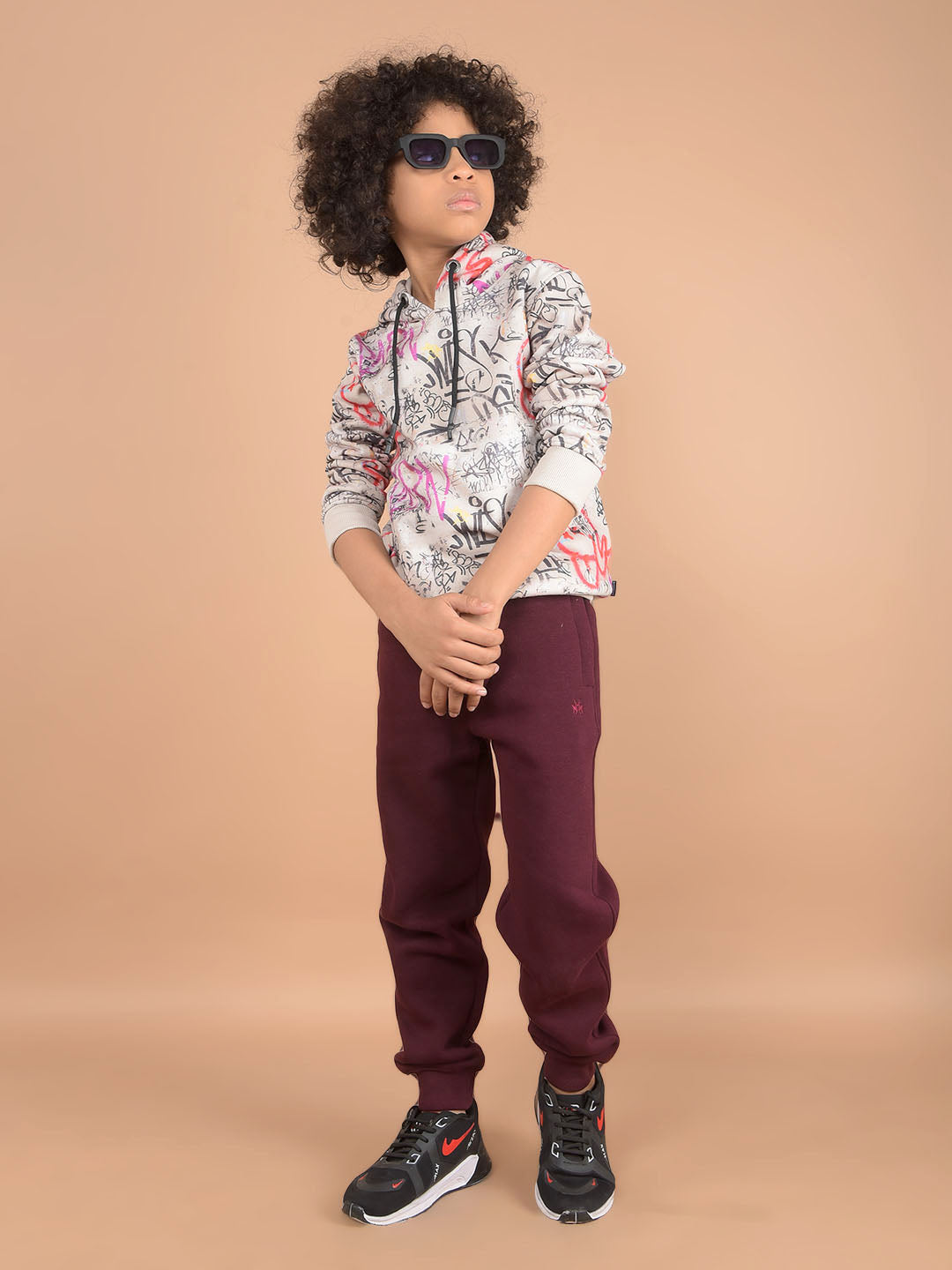 Multi-Color Graphic Print Hooded Neck Sweatshirt-Boys Sweatshirts-Crimsoune Club