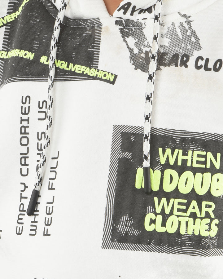 White Typographic Print Sweatshirt & Joggers Co-Ord Set-Boy Co-Ord Sets-Crimsoune Club