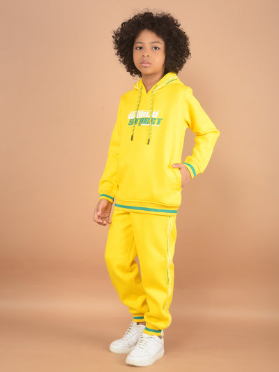 Yellow Typographic Print Sweatshirt & Joggers Co-Ord Set-Boy Co-Ord Sets-Crimsoune Club