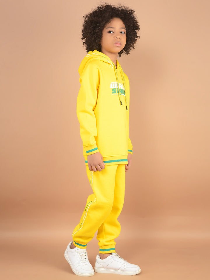 Yellow Typographic Print Sweatshirt & Joggers Co-Ord Set-Boy Co-Ord Sets-Crimsoune Club