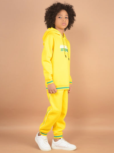 Yellow Typographic Print Sweatshirt & Joggers Co-Ord Set-Boy Co-Ord Sets-Crimsoune Club