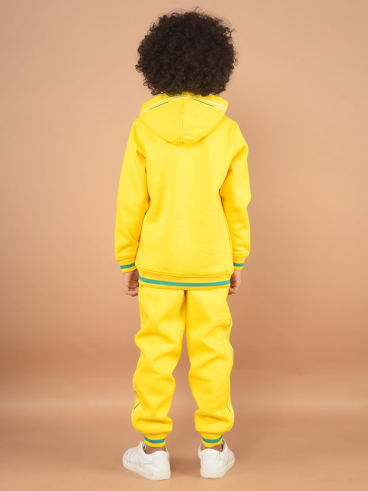 Yellow Typographic Print Sweatshirt & Joggers Co-Ord Set-Boy Co-Ord Sets-Crimsoune Club
