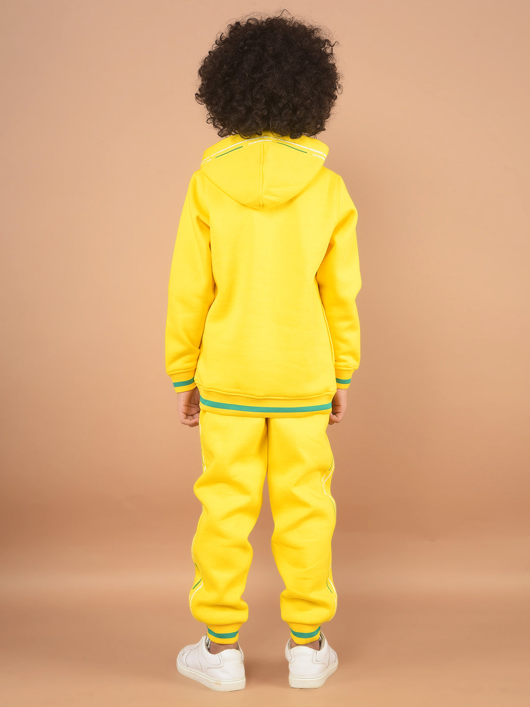 Yellow Typographic Print Sweatshirt & Joggers Co-Ord Set-Boy Co-Ord Sets-Crimsoune Club