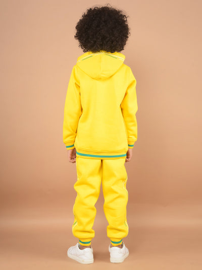 Yellow Typographic Print Sweatshirt & Joggers Co-Ord Set-Boy Co-Ord Sets-Crimsoune Club