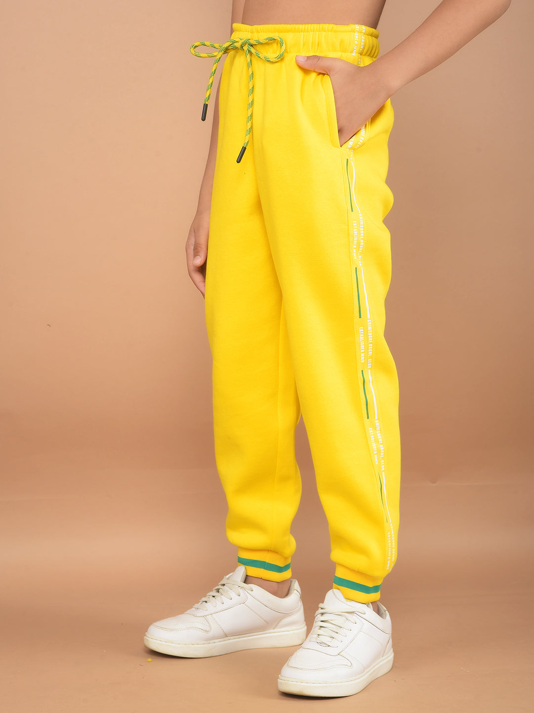 Yellow Typographic Print Sweatshirt & Joggers Co-Ord Set-Boy Co-Ord Sets-Crimsoune Club