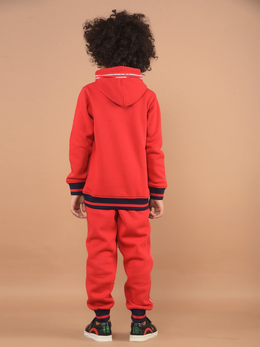 Red Typographic Print Sweatshirt & Joggers Co-Ord Set-Boy Co-Ord Sets-Crimsoune Club