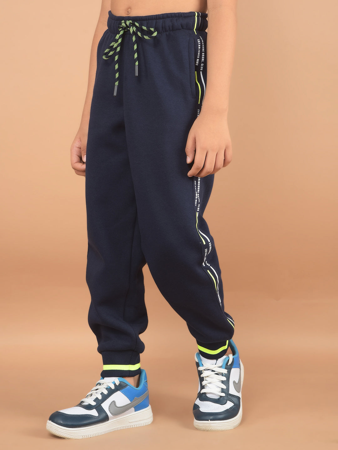 Navy Blue Typographic Print Sweatshirt & Joggers Co-Ord Set-Boy Co-Ord Sets-Crimsoune Club