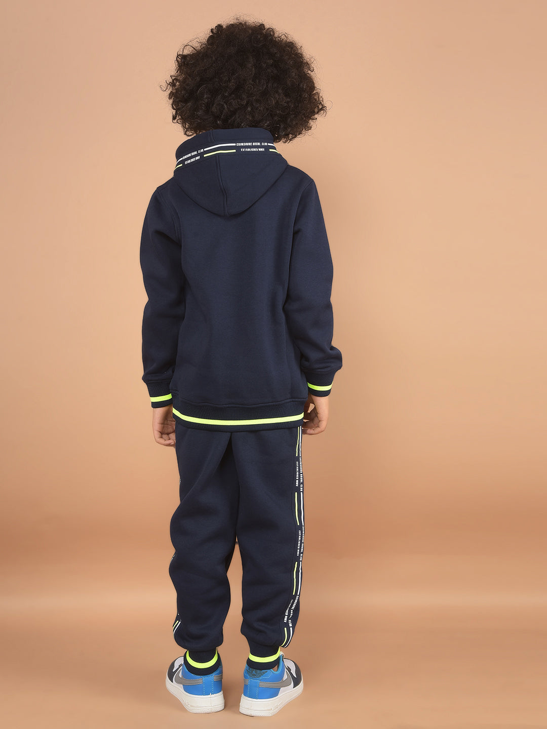 Navy Blue Typographic Print Sweatshirt & Joggers Co-Ord Set-Boy Co-Ord Sets-Crimsoune Club