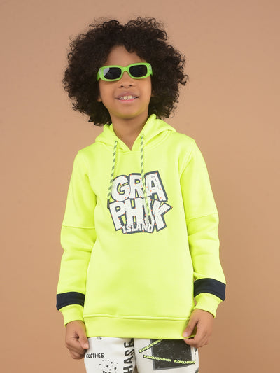 Green Graphic Print Hooded Sweatshirt-Boy Sweatshirts-Crimsoune Club