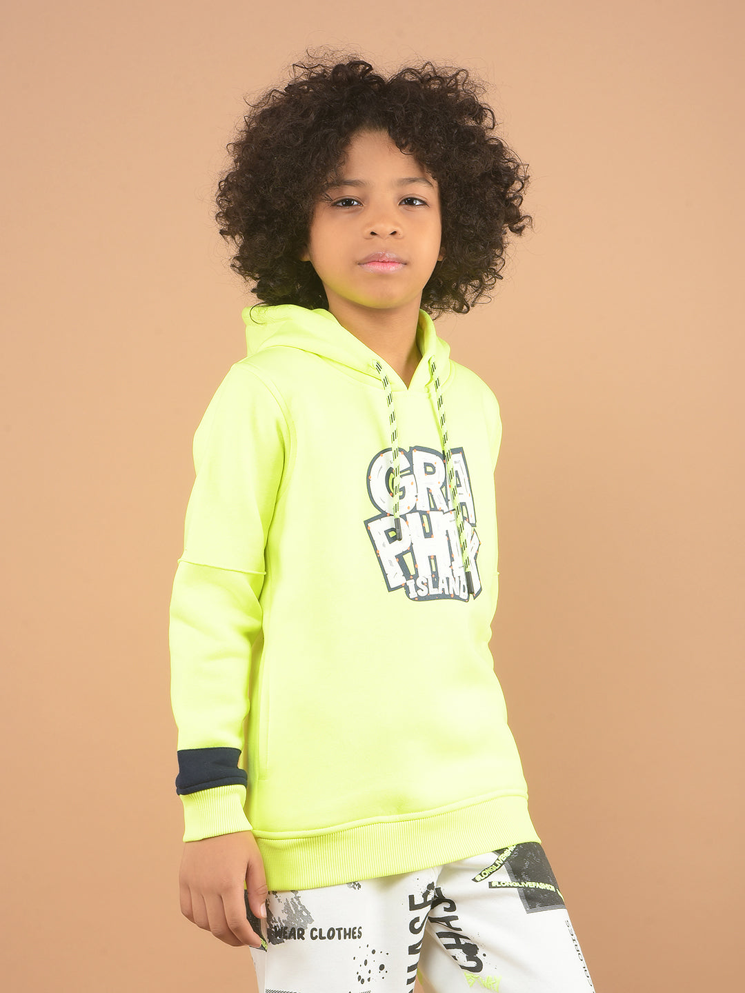 Green Graphic Print Hooded Sweatshirt-Boy Sweatshirts-Crimsoune Club