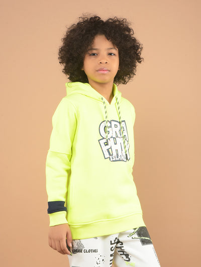 Green Graphic Print Hooded Sweatshirt-Boy Sweatshirts-Crimsoune Club