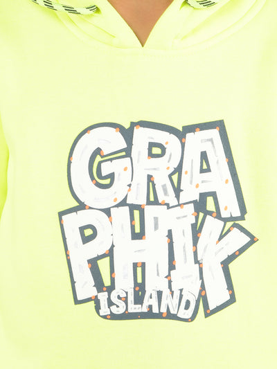 Green Graphic Print Hooded Sweatshirt-Boy Sweatshirts-Crimsoune Club
