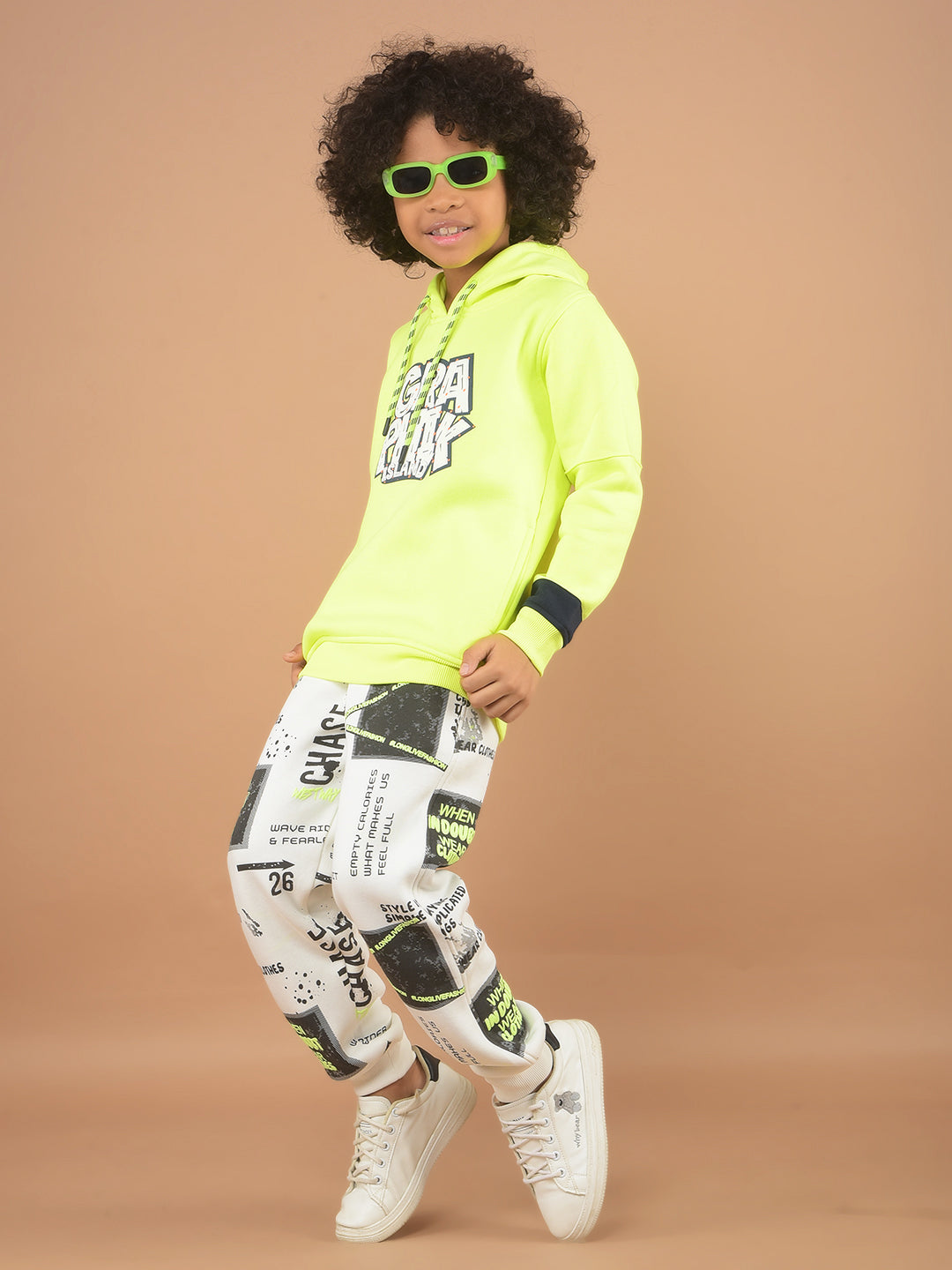 Green Graphic Print Hooded Sweatshirt-Boy Sweatshirts-Crimsoune Club