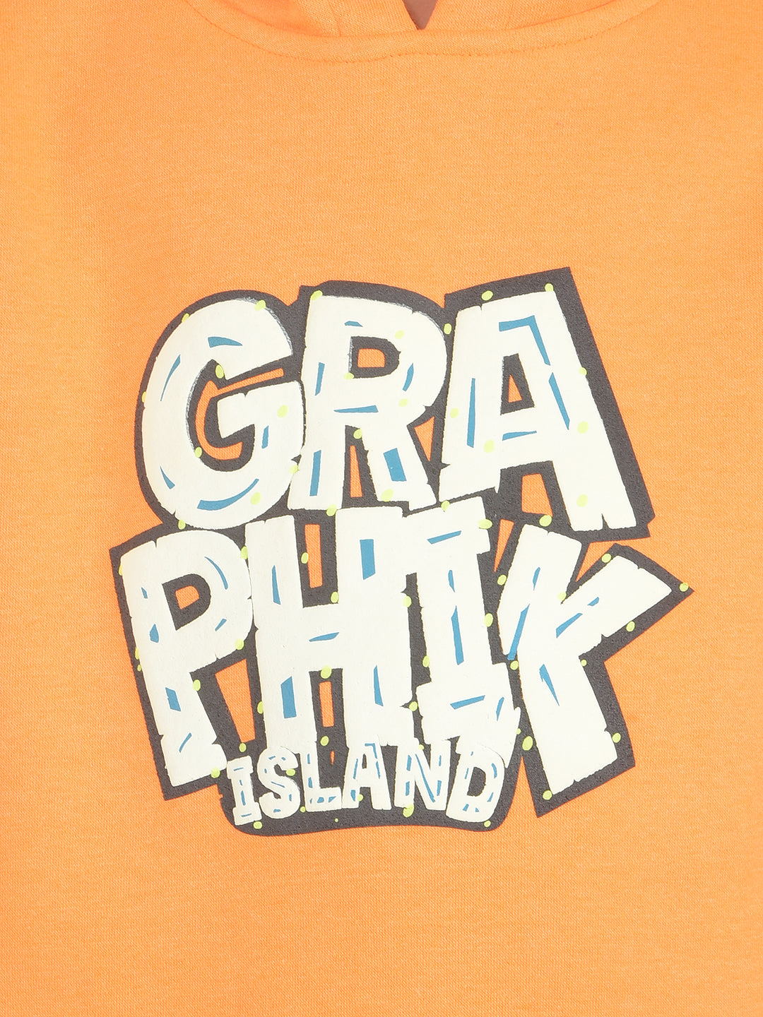 Orange Graphic Print Hooded Neck Sweatshirt-Boys Sweatshirts-Crimsoune Club