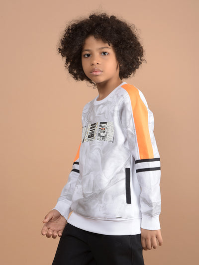 White Printed Sweatshirt-Boys Sweatshirts-Crimsoune Club