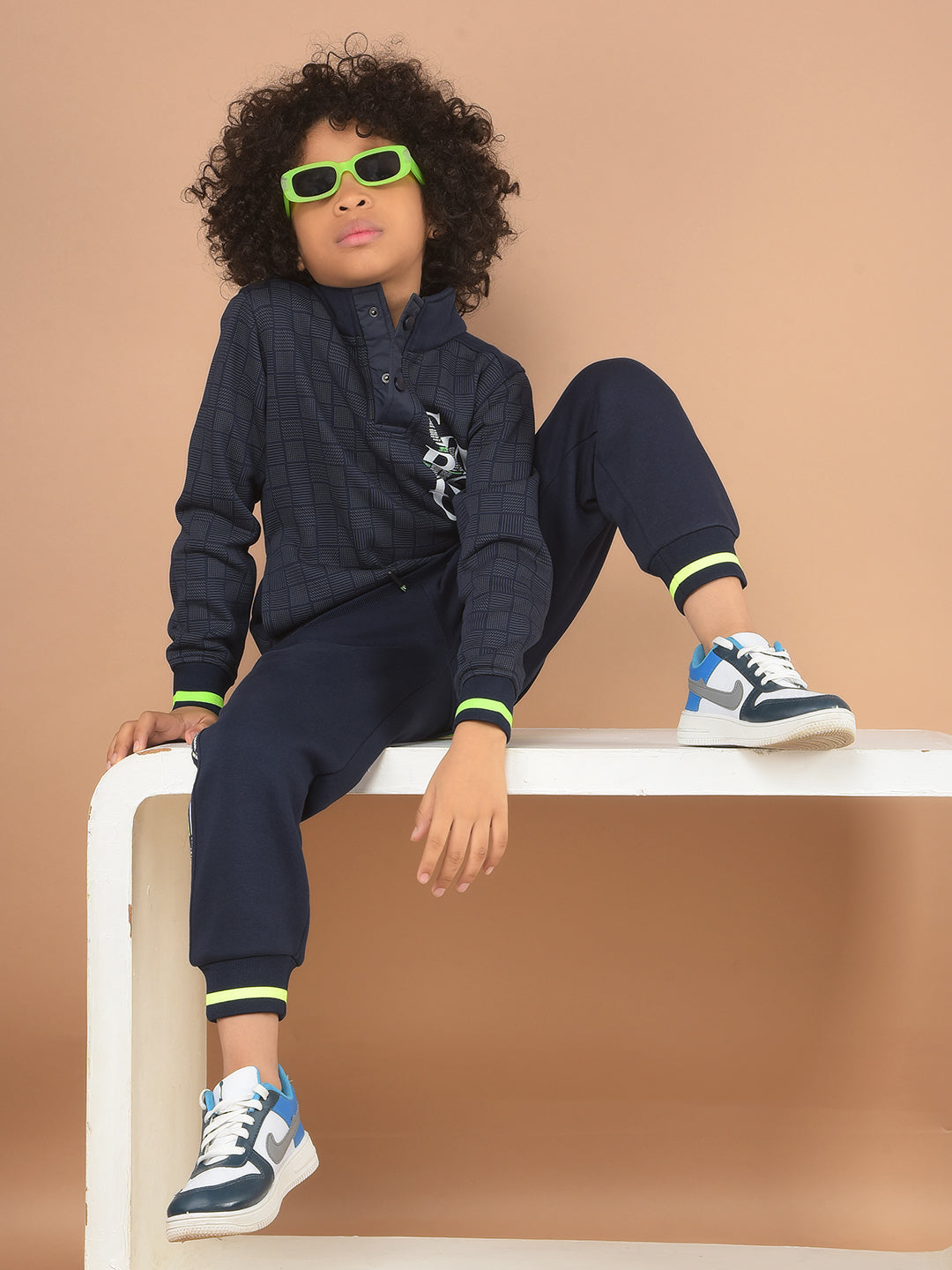Navy Blue Graphic Print Sweatshirt-Boy Sweatshirts-Crimsoune Club
