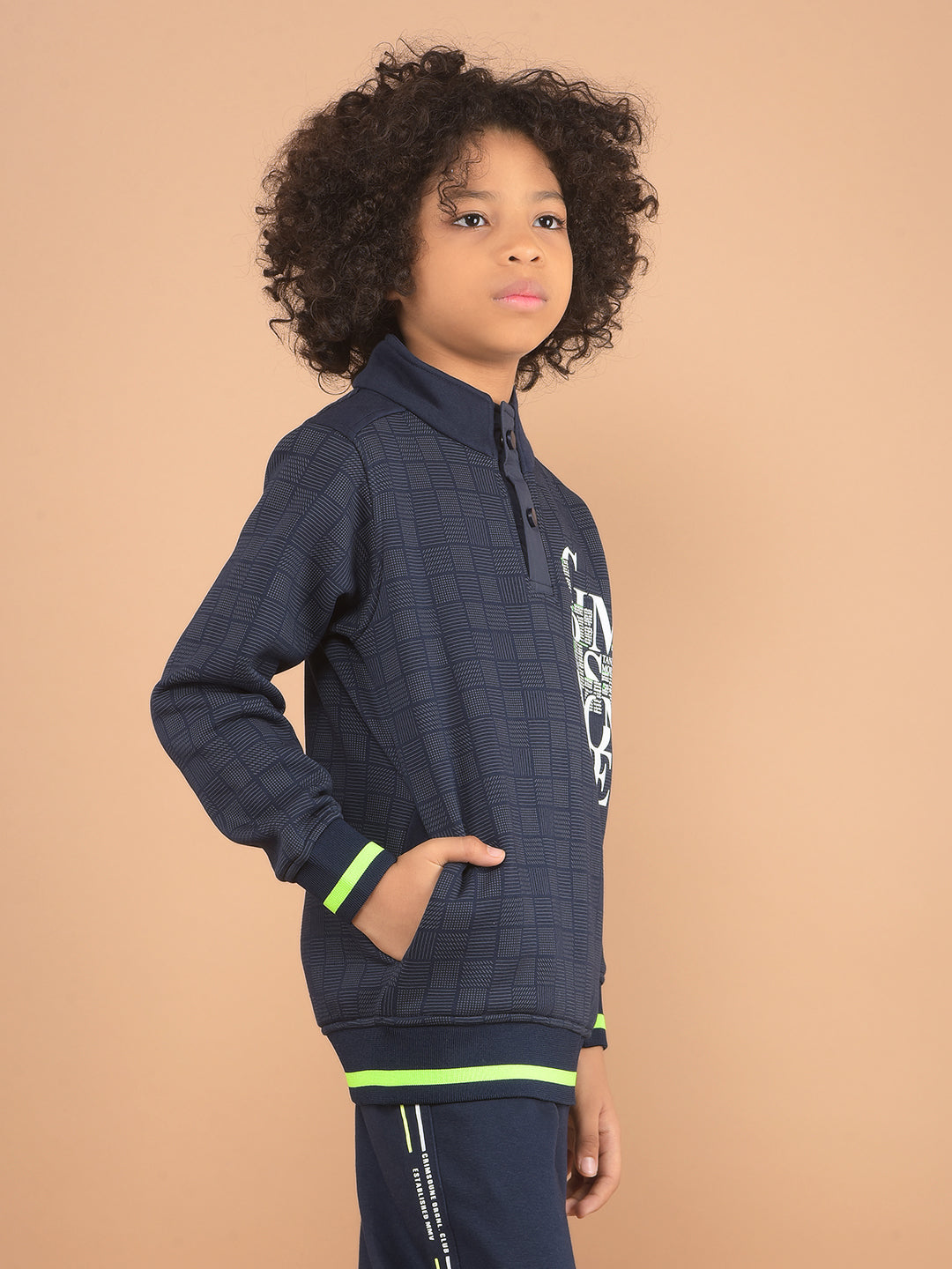 Navy Blue Graphic Print Sweatshirt-Boy Sweatshirts-Crimsoune Club