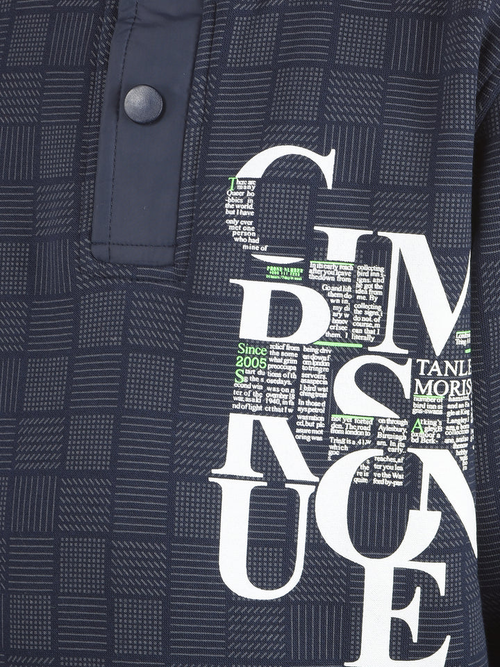 Navy Blue Graphic Print Sweatshirt-Boy Sweatshirts-Crimsoune Club