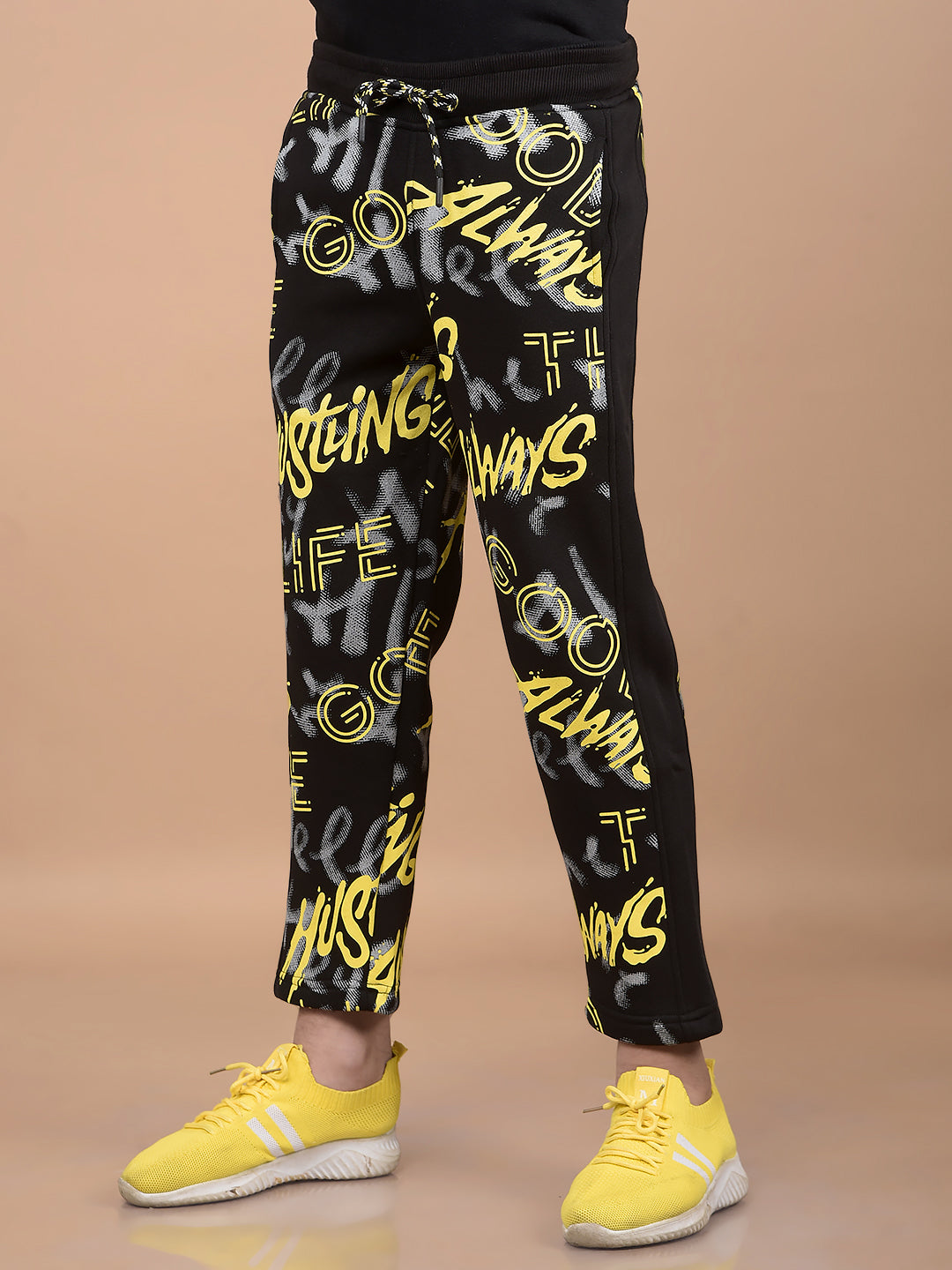 Black Typographic Print Hooded Neck Co-Ord Sets-Boys Co-Ord Sets-Crimsoune Club