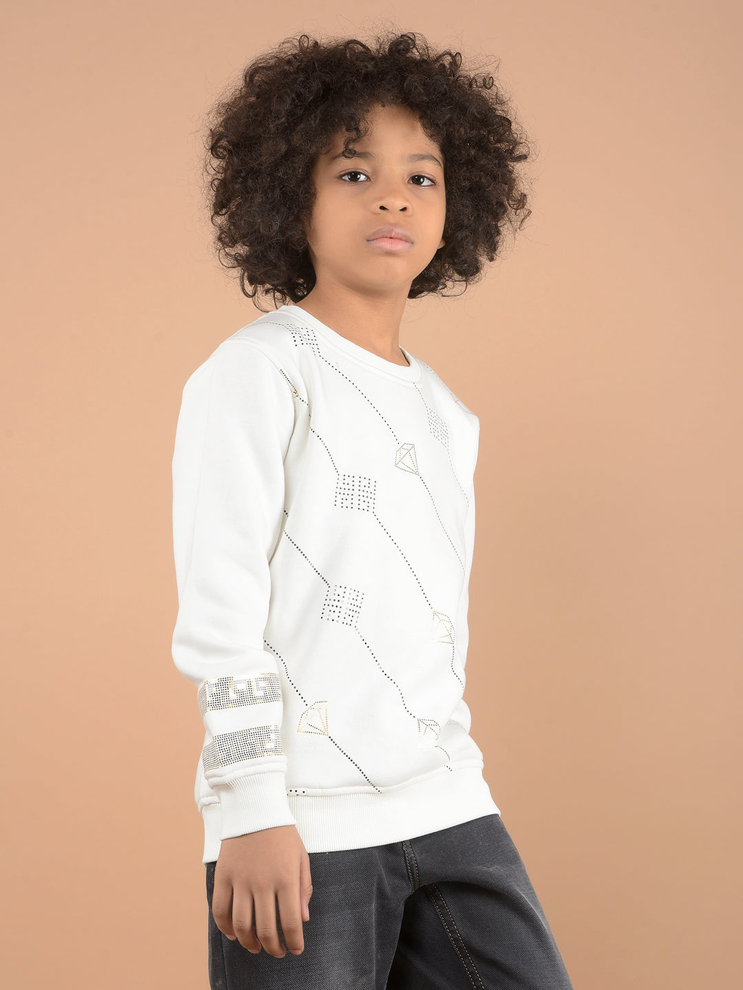 White Graphic Print Sweatshirt-Boys Sweatshirts-Crimsoune Club
