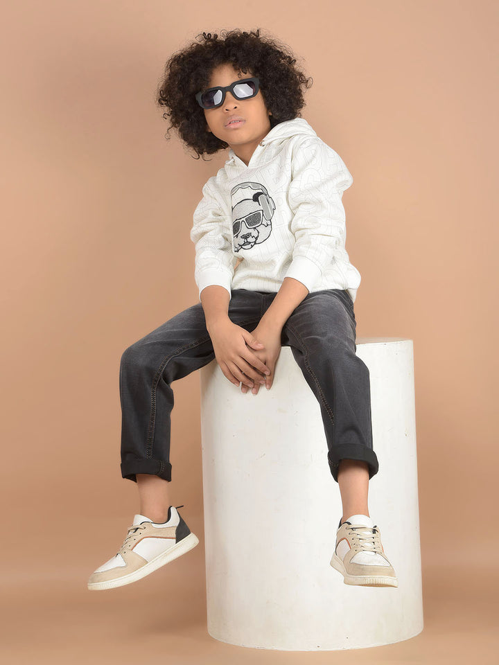 White Graphic Print Hooded Neck Sweatshirt-Boys Sweatshirts-Crimsoune Club