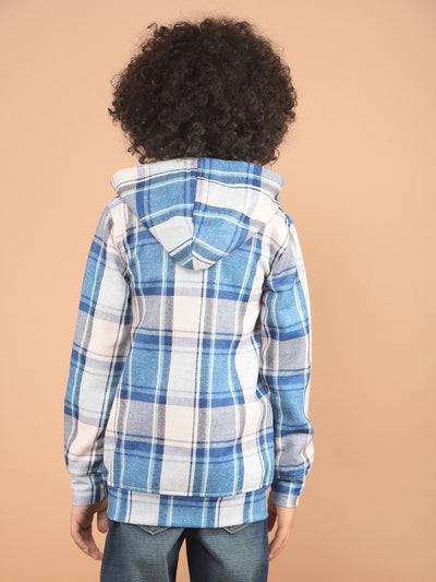 Blue Checked Hooded Sweatshirt-Boy Sweatshirts-Crimsoune Club