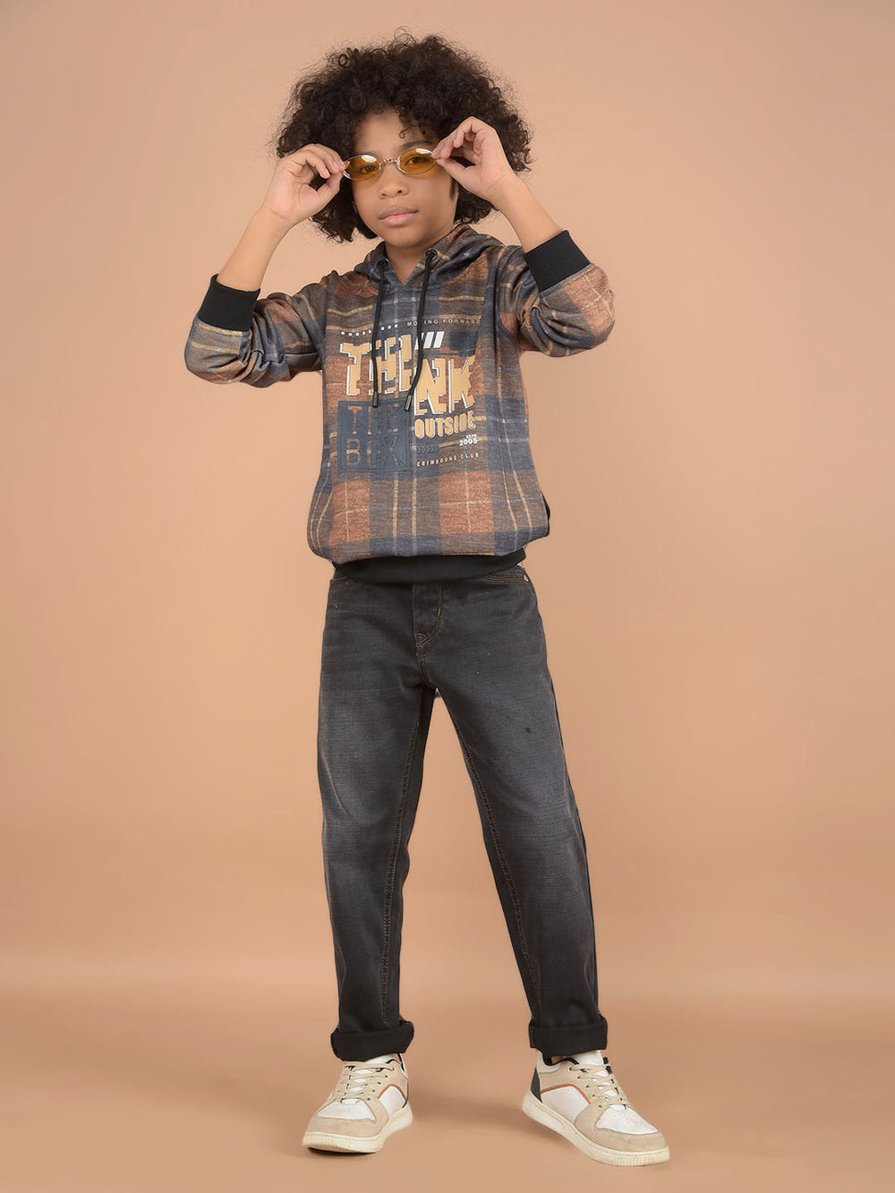 Brown Graphic Print Hooded Neck Sweatshirt-Boys Sweatshirts-Crimsoune Club