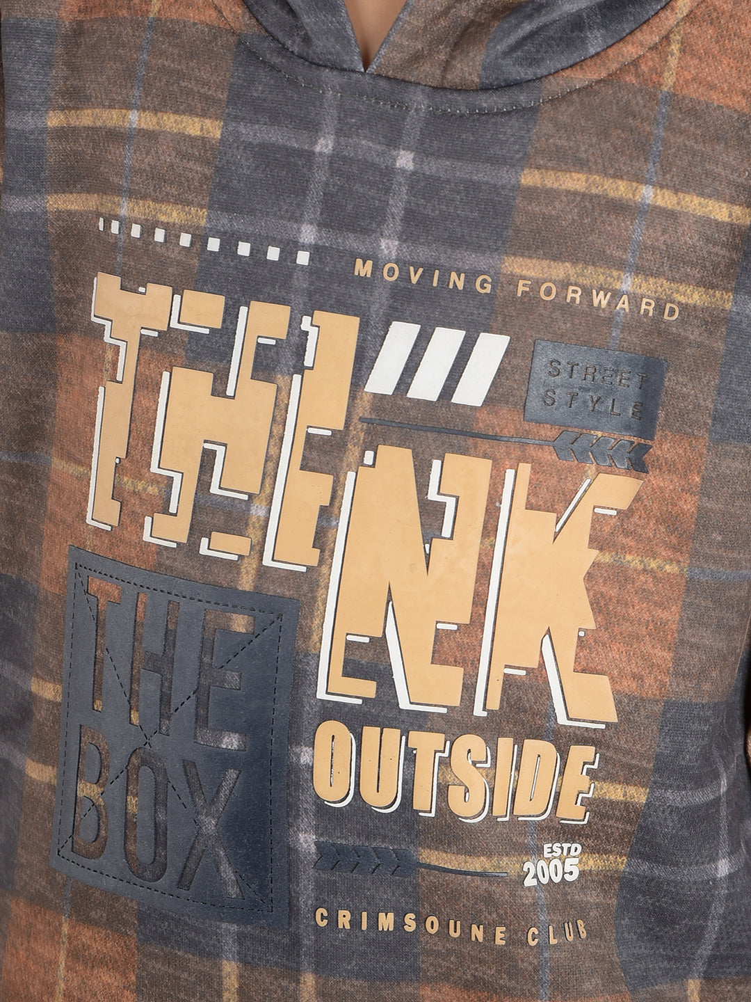 Brown Graphic Print Hooded Neck Sweatshirt-Boys Sweatshirts-Crimsoune Club