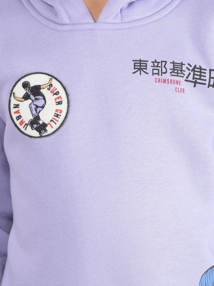 Purple Graphic Print Hooded Neck Sweatshirt-Boys Sweatshirts-Crimsoune Club
