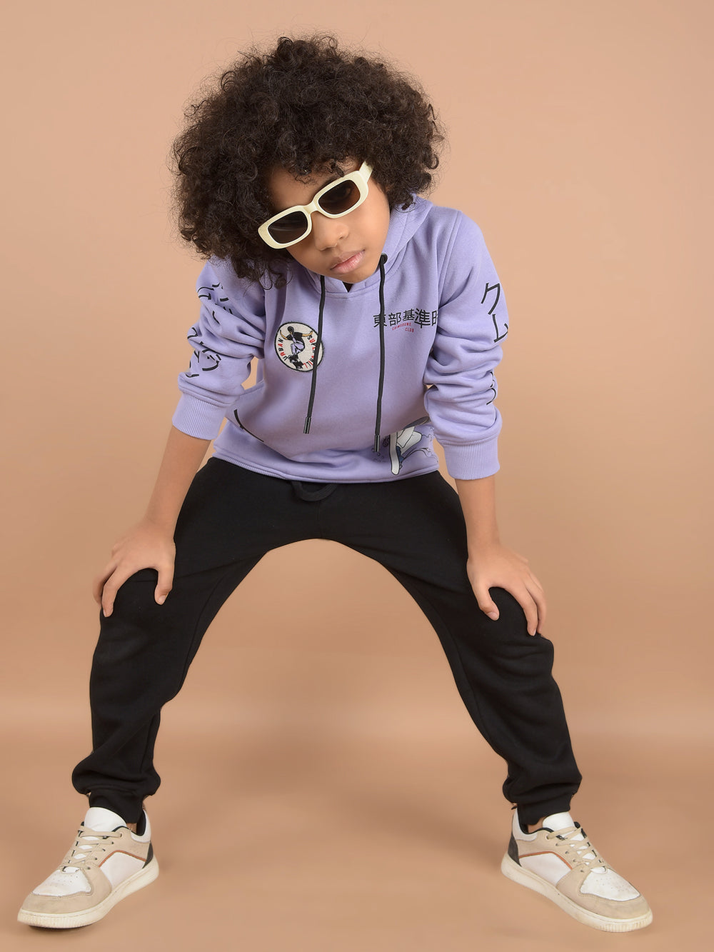 Purple Graphic Print Hooded Neck Sweatshirt-Boys Sweatshirts-Crimsoune Club