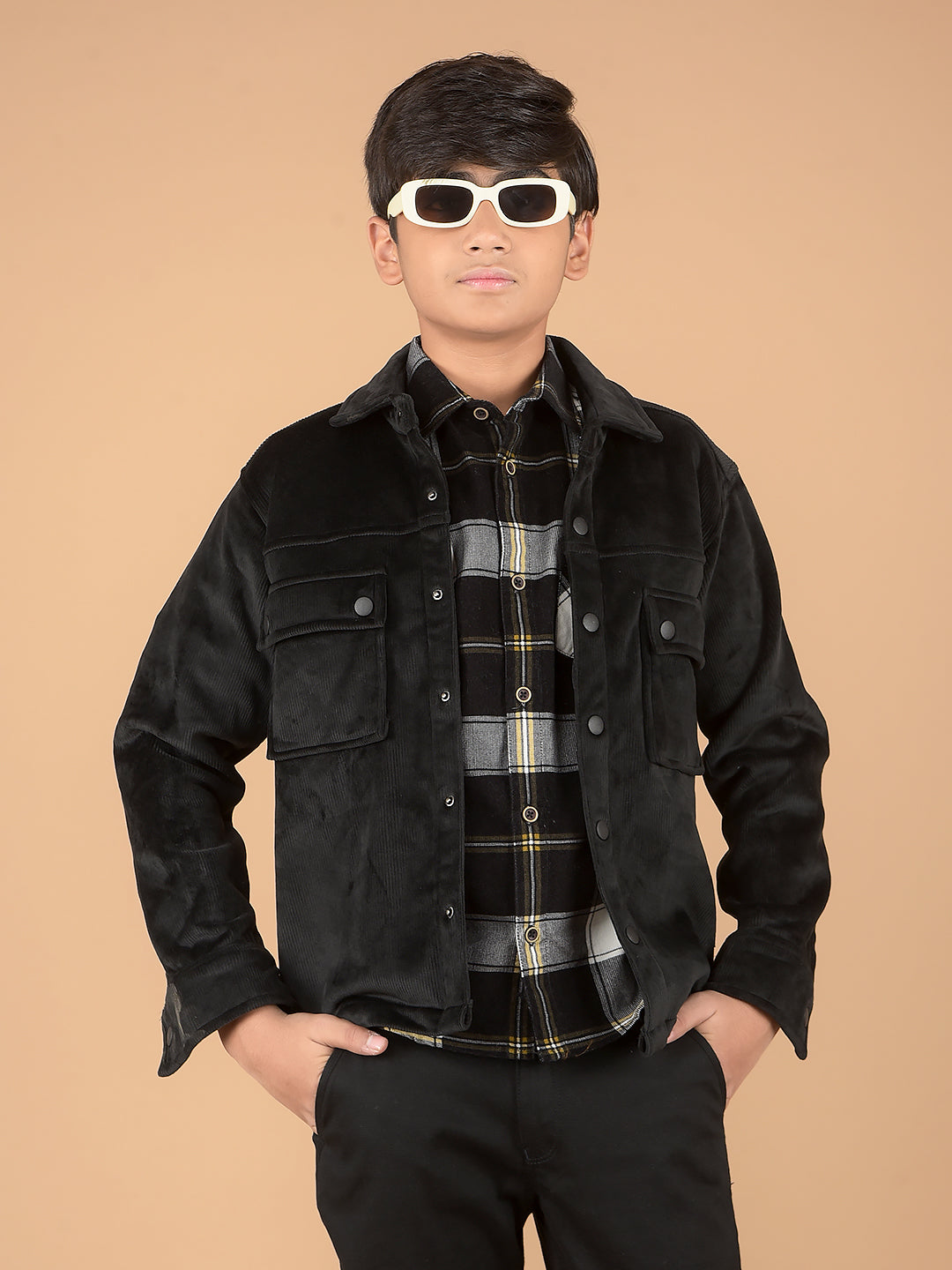 Black Corduroy Shacket-Boys Shackets-Crimsoune Club