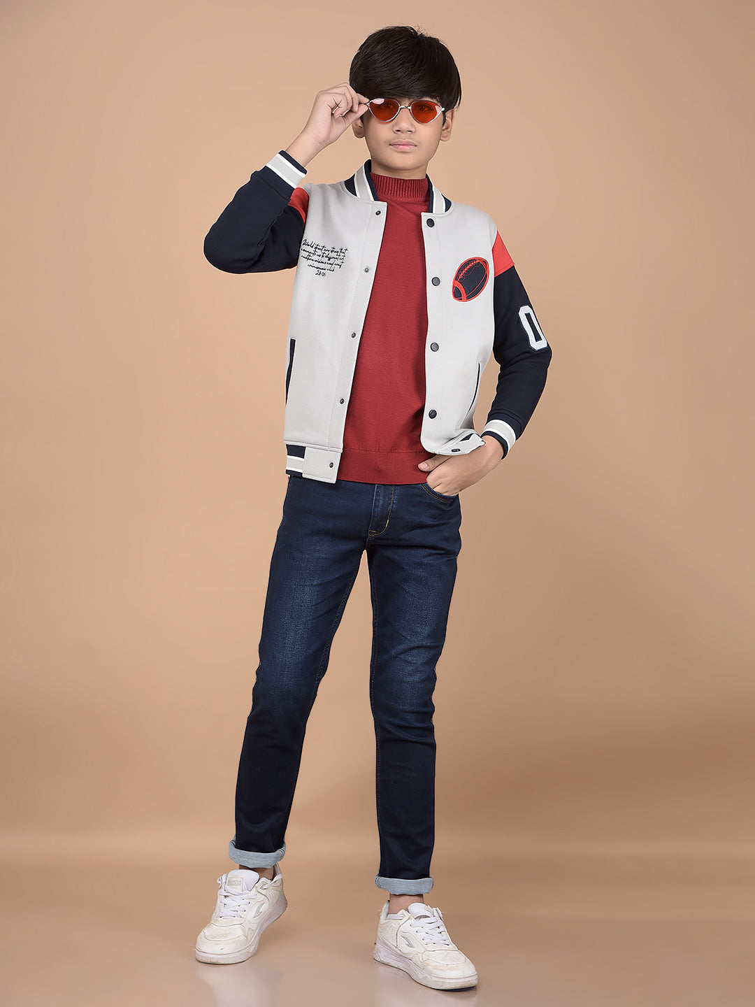 Grey Colorblocked High Neck Sweatshirt-Boys Sweatshirts-Crimsoune Club